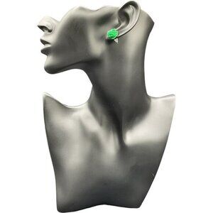Green Rose Stud Earrings For Women